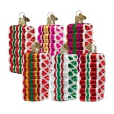 Festive Glass Ribbon Candy Ornament Set
