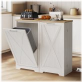 Tilt Out Trash Bin Cabinet with Laundry Hamper