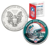 Colorized Miami Dolphins American Silver Eagle Coin