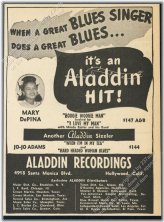 Vintage Boogie Woogie Man Trade Print Ad featuring Mary DePina (1946)