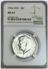 1966 Silver Gem Half Dollar with NGC MS67 grading