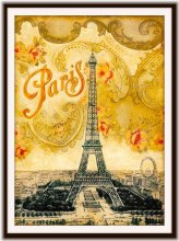 Vintage Paris Eiffel Tower Travel Poster