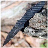 Carbon Damascus Leek Folding Knife