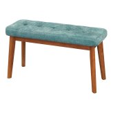 Walnut Teal Upholstered Bench