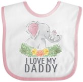 Daddy's Darling Elephant & Floral Bib Set