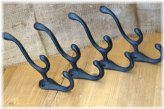 Vintage Triple School Style Coat Hook Set