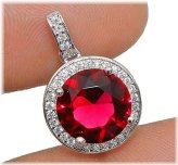 Elegant Ruby and Topaz Pendant in Sterling Silver