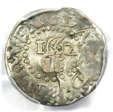 Massachusetts Oak Tree Silver Twopence 2P Coin - PCGS VF Details