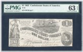 1862 T-44 $1 Confederate States of America Note