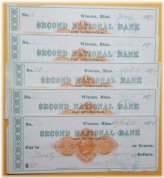 Winona National Bank Vintage Checks
