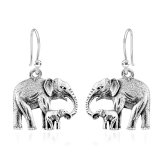 Filigree Elephant Dangle Silver Earrings