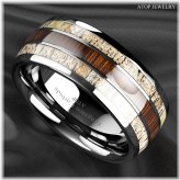 Wilderness Tungsten Ring with Antler and Koa Wood