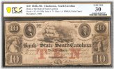 Antique South Carolina Bank Note - $10 Denomination, 1850