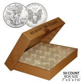 Silver Eagle Coin Capsule Set with Storage Box (Pack of 50)