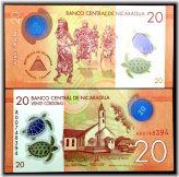 Nicaragua 20 Cordobas 2015 Polymer Banknote