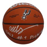 Victor Wembanyama Signed Spurs Logo Basketball