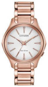 Eco-Drive Modena Silver Dial Pink Gold Watch