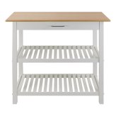 Harmony Kitchen Island with Hardwood Counter and Storage, White