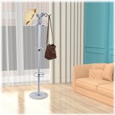 White Metal Coat Rack Stand with 16 Hooks