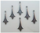 Antiqued Sterling Silver Plated Earring Drops with Top Hang Rings - Set of 6