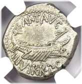 Marc Antony Silver Galley Denarius Coin (32 BC)