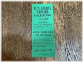 Yale Bowl Vintage Parking Pass for New York Football Giants 1974 Game in New Haven