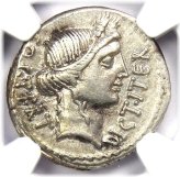 Julius Caesar Silver Denarius Coin - Certified NGC Choice VF