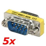 D-SUB RS232 Serial Male to Male Coupler Adapter (5-Pack)