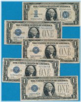 Vintage Blue Seal Silver Dollar Bills