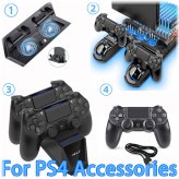 Cooling Station & Vertical Stand Combo with Controller Charger for PS4