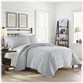 Willow Stripe Quilt & Sham Set - Navy by Stone Cottage
