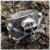 Skull and Bones Biker Ring in Stainless Steel for Men by MENDEL