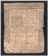 Pennsylvania Colonial Shilling Note - April 25, 1776