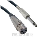 Shielded Mic Link Cable - 6ft Female XLR to 1/4" Mono Plug