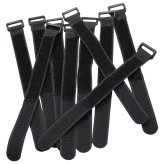 SecureFlex 10-Pack Reusable Cable Straps - 8 inch, Hook and Loop, Black