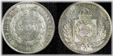 Pedro II Silver 1867 200 Reis Last Year Type ch.UNC KM# 469