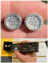 Moissanite Stud Earrings in Real 925 Silver