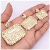 Last Supper Textured Nugget Charm Pendant in Solid 10K Yellow Gold