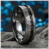 Meteorite Black Line Tungsten Ring