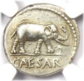 Silver Elephant Denarius - 49 BC Julius Caesar