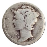 Vintage 1923-S Mercury Dime - Authentic 90% Silver Coin