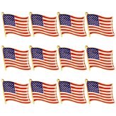 Freedom Wave Pin Set: 12-Pack American Flag Lapel Pins for Patriotic Celebrations