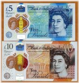 Great Britain Polymer Banknotes - 5 and 10 Pound Set (2016-2017)