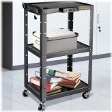Steel Media Cart with Adjustable Height and Cord Management
