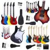 Sunset Starter Electric Guitar Kit with Black and White Bag and Accessories