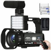 NightHawk 4K Camcorder with LED Light, Mic and Remote