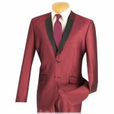 Crimson Sharkskin Slim Fit Tuxedo Suit