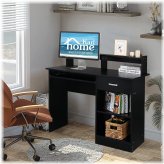 Campus Compact Desk with Storage and Shelving in Sleek Black Finish