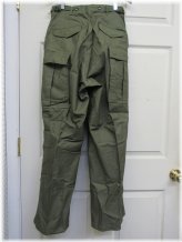 Vintage US Military Field Pants in Olive Green Sateen Cotton