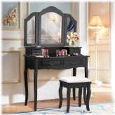 Blackwood Makeup Dressing Table Set with Folding Mirror and Stool